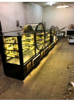 Clock Pastry Display Cabinet Dry Cake Bread Counter Full