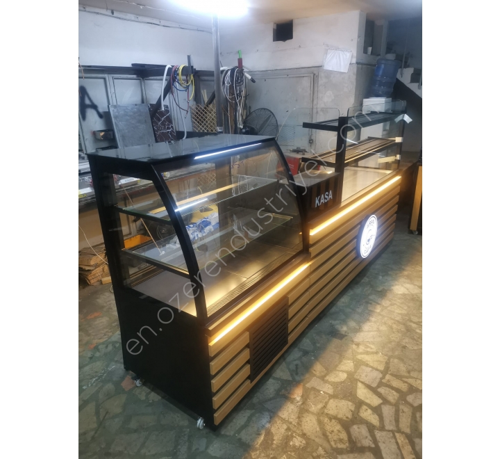 Pastry Counter and Cake Cabinet Set with Safe Counter