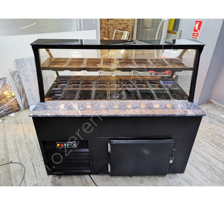 Kumpir Waffle Cabinet With Wooden Decor 150 Cm