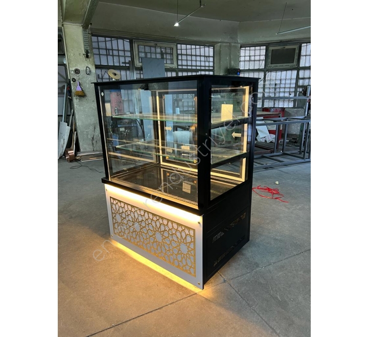 Cake Display Cabinet Gold Embroidered 120 Cm